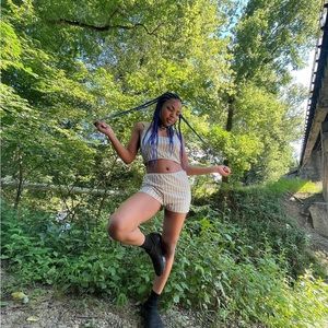 Green and White Shorts